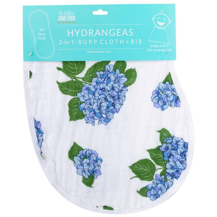 Little Hometown Hydrangeas Burp Cloth + Bib