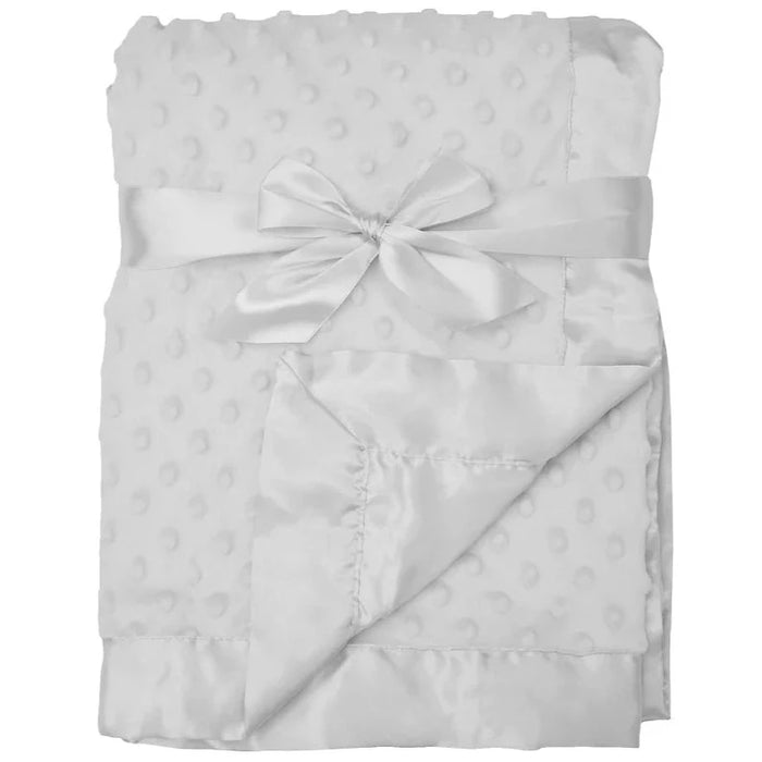 American Baby Co. White Minky Dot Satin Blanket