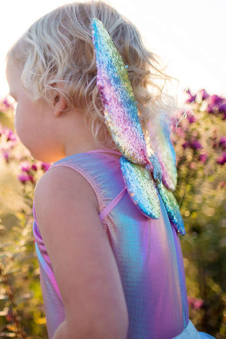 Creative Education Rainbow Sequin Tutu Wings & Wand Set (Size 4-6)