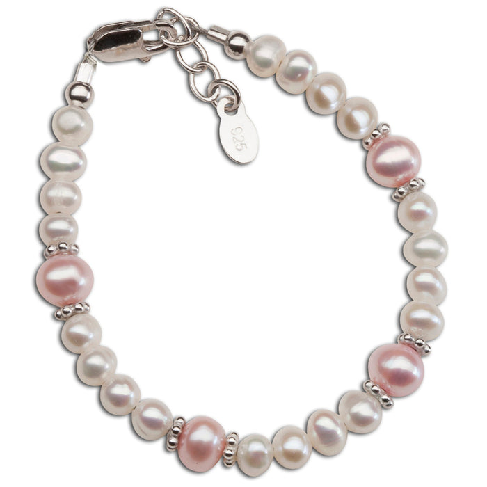 Cherished Moments Addie Silver Bracelet w/Pink and White Pearls