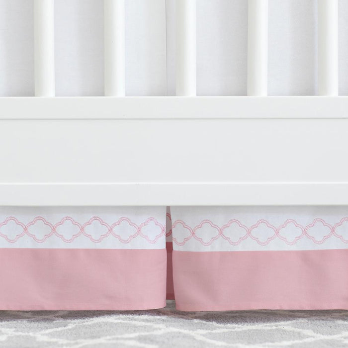Just Born Dream Crib Skirt, White & Pink Trellis
