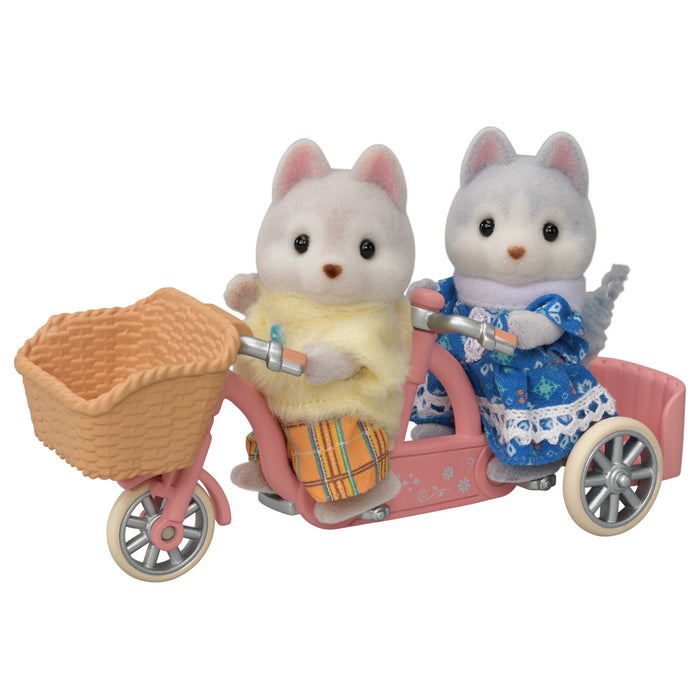 Calico Critters Tandem Cycling Set -Husky Sister & Brother