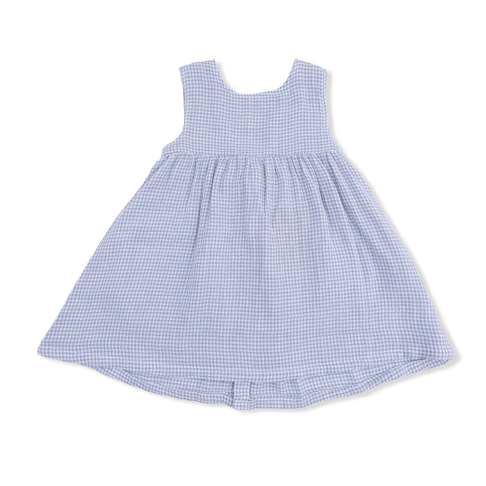 Angel Dear Gingham Blue Infant Dress w/Bow Bloomer