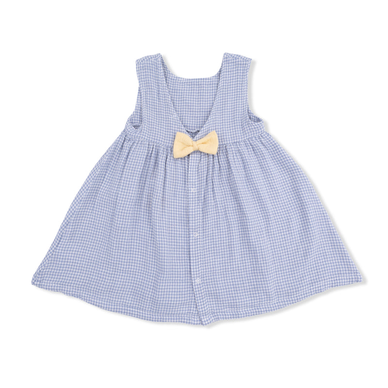 Angel Dear Gingham Blue Infant Dress w/Bow Bloomer