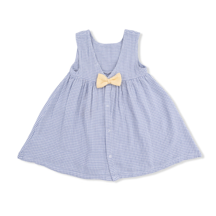 Angel Dear Gingham Blue Infant Dress w/Bow Bloomer