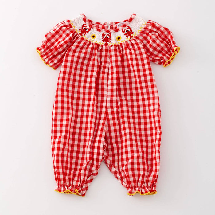 Clover Cottage Crawfish Smocked Baby Romper