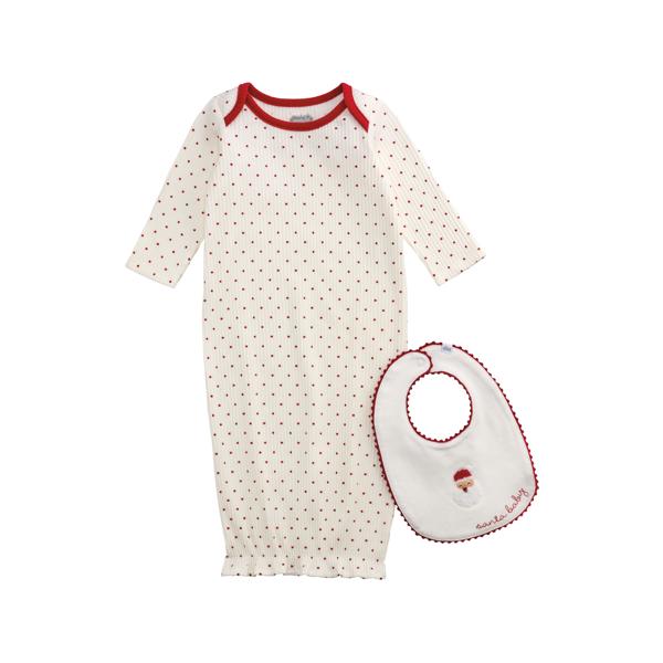Mud Pie Dot Santa Gown Bib Set 0-3M