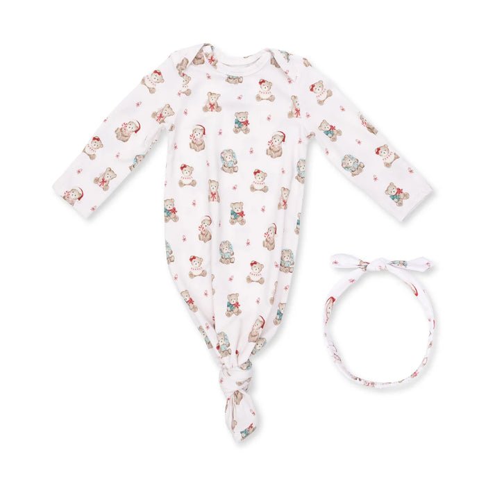 Angel Dear Christmas Teddy Bears Pink Knotted gown and Headband