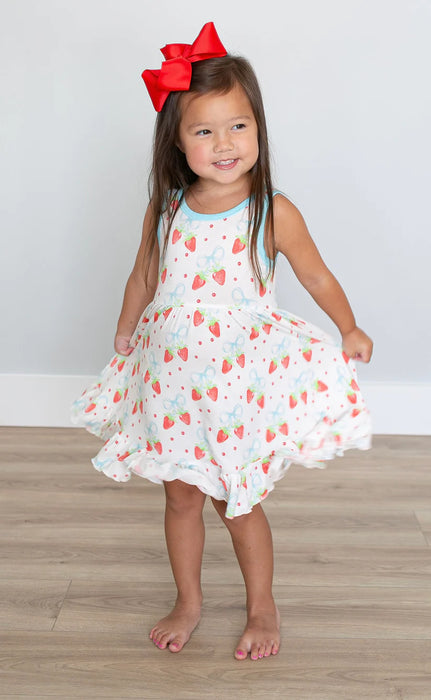Sweet bay Clothing Strawberries and Bows Razorback Twirl Dress