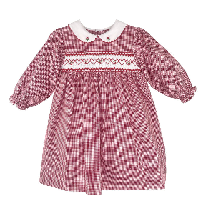 Petit Ami Red Houndstooth Smocked Dress