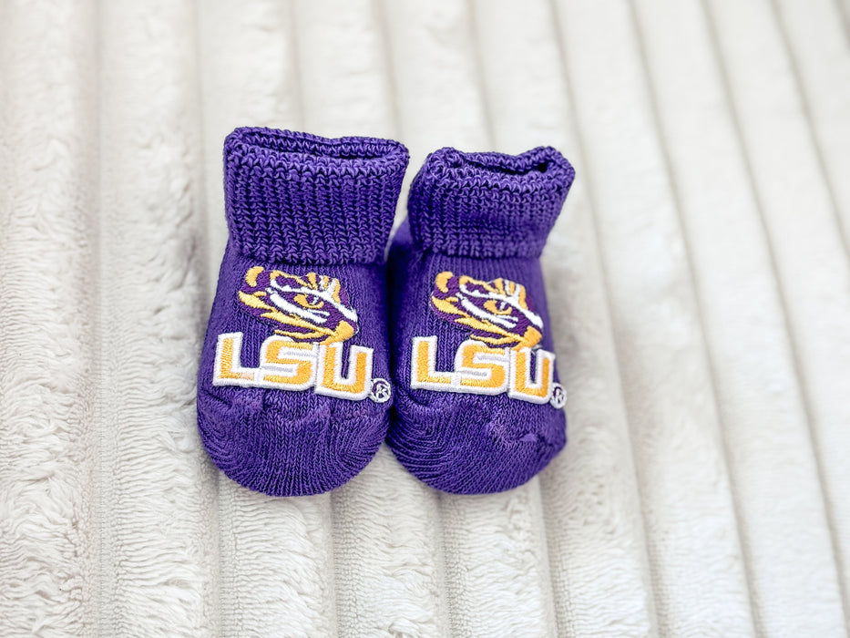 Creative Knitwear Purple Tiger Eye LSU Bootie