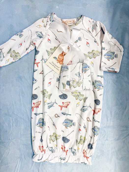 Baby Club Chic Fishing Day Gown and Hat Set
