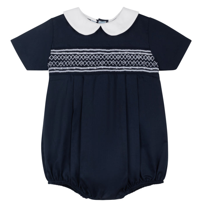 Feltman Boys Navy Classic Smocked Romper