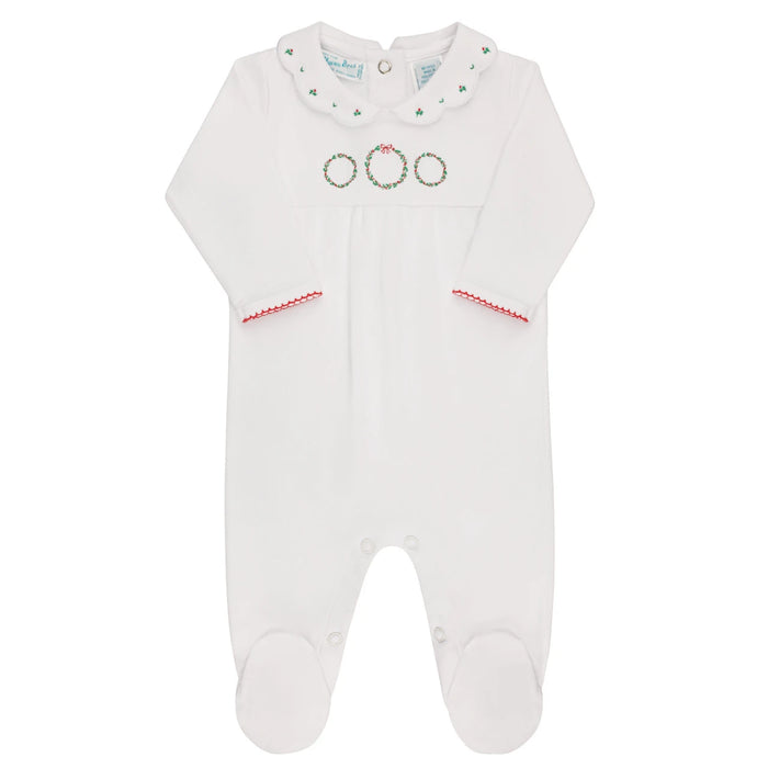 Feltman Bros Girls Holiday Wreath Cotton Romper