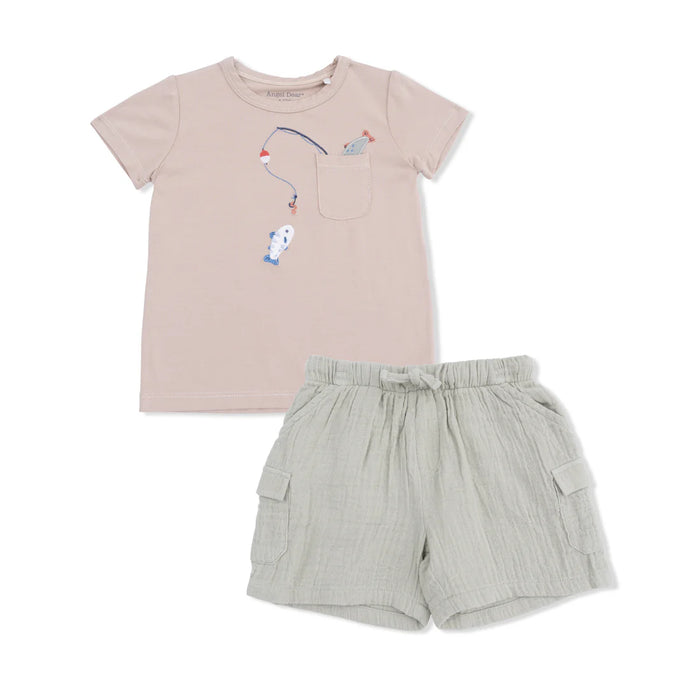 Angel Dear Gone Fishing Crew Neck Tee w/Cargo Short