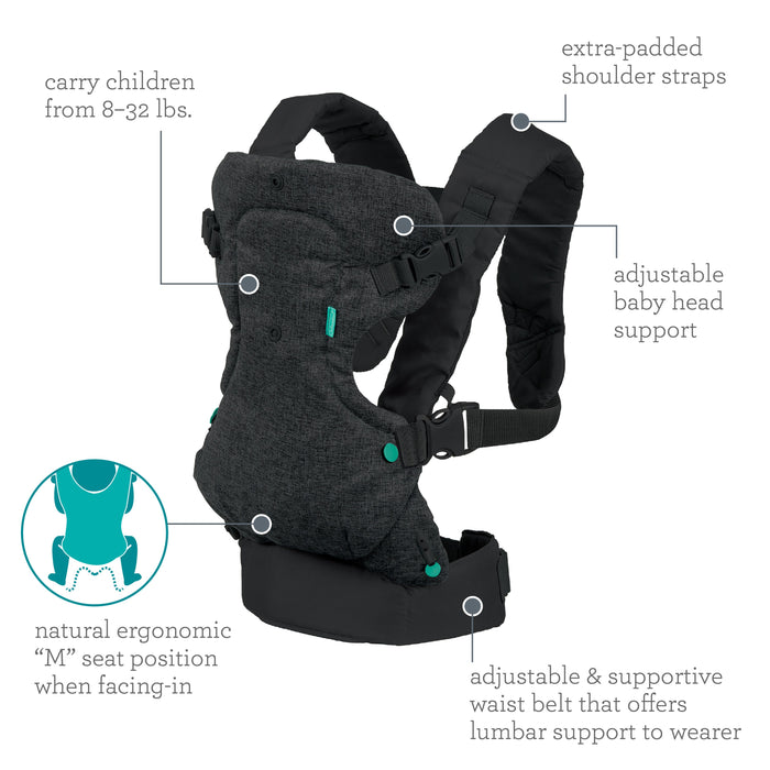 Infantino Flip 4-in-1 Convertible Carrier, Black
