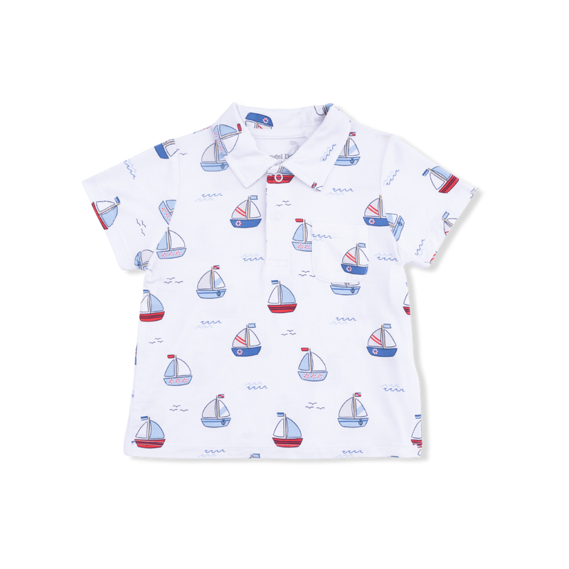 Angel Dear Bubbly Sailboats Polo w/Short