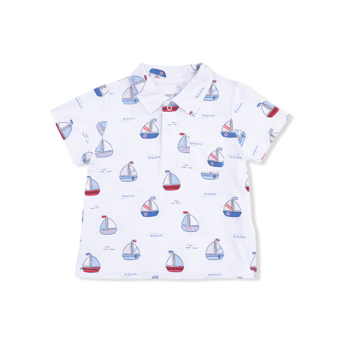 Angel Dear Bubbly Sailboats Polo w/Short