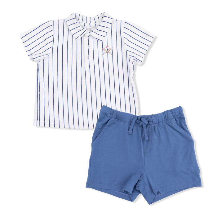 Angel Dear Baseball Stripe Polo w/Short
