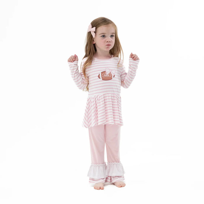 Angel Dear Football Dot and Stripe L/S Peplum Top and Ruffle Bells