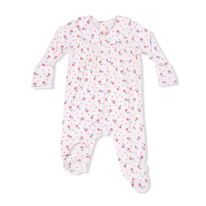 Angel Dear Joli Rosette Smocked Peter Pan Snap Footie
