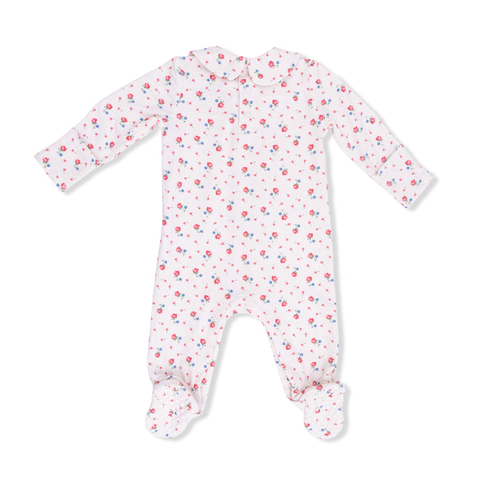 Angel Dear Joli Rosette Smocked Peter Pan Snap Footie