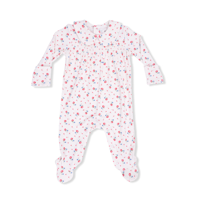 Angel Dear Joli Rosette Smocked Peter Pan Snap Footie