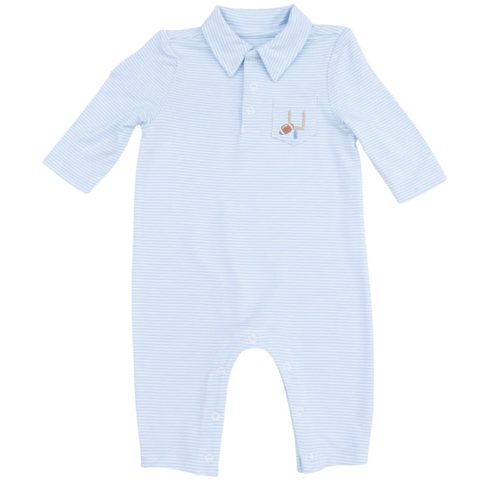 Angel Dear Football Blue Micro Polo Romper