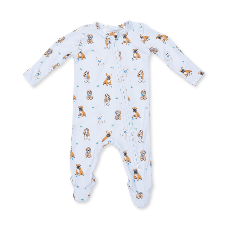 Angel Dear Bestie Dogs Blue Zip Footie