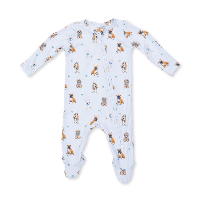 Angel Dear Bestie Dogs Blue Zip Footie