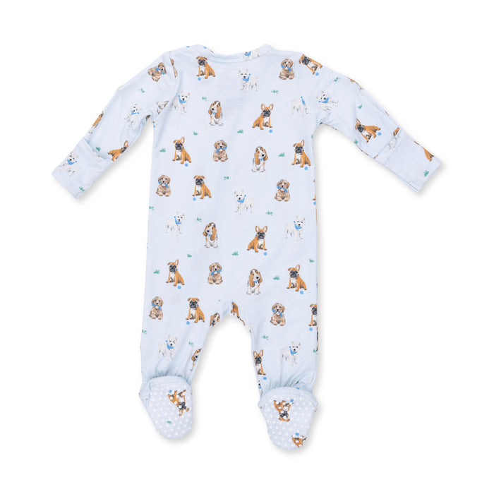 Angel Dear Bestie Dogs Blue Zip Footie