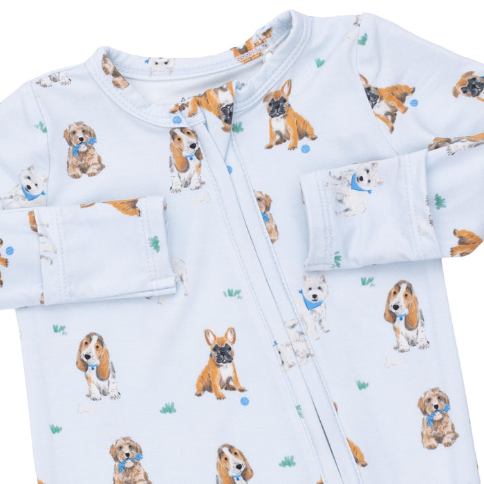 Angel Dear Bestie Dogs Blue Zip Footie