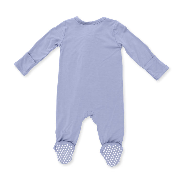 Angel Dear Solid Blue Frog Zipper Footie