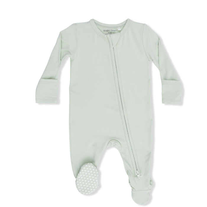 Angel Dear Solid Milky Green Zipper Footie