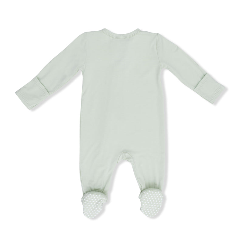 Angel Dear Solid Milky Green Zipper Footie