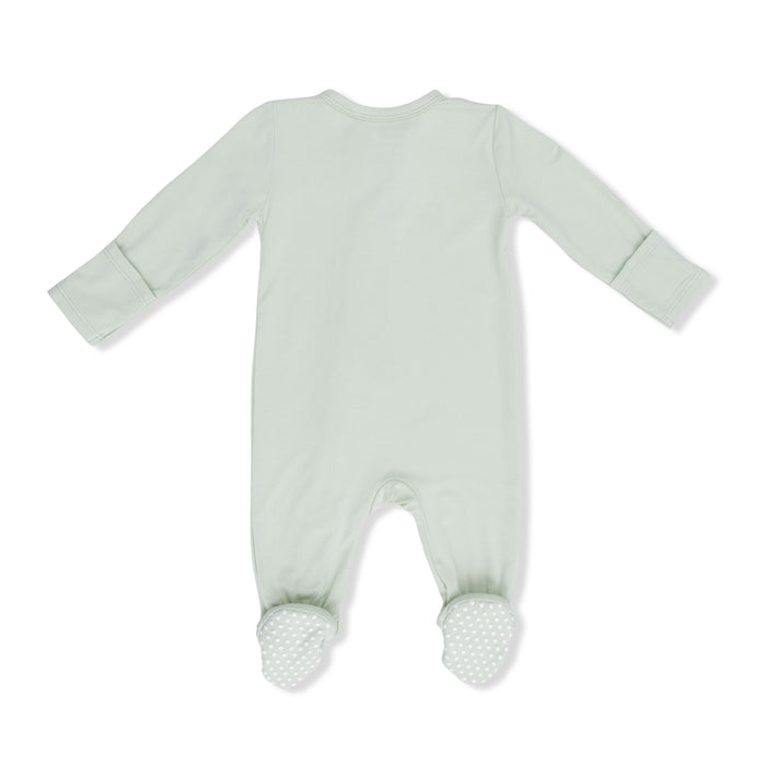 Angel Dear Solid Milky Green Zipper Footie