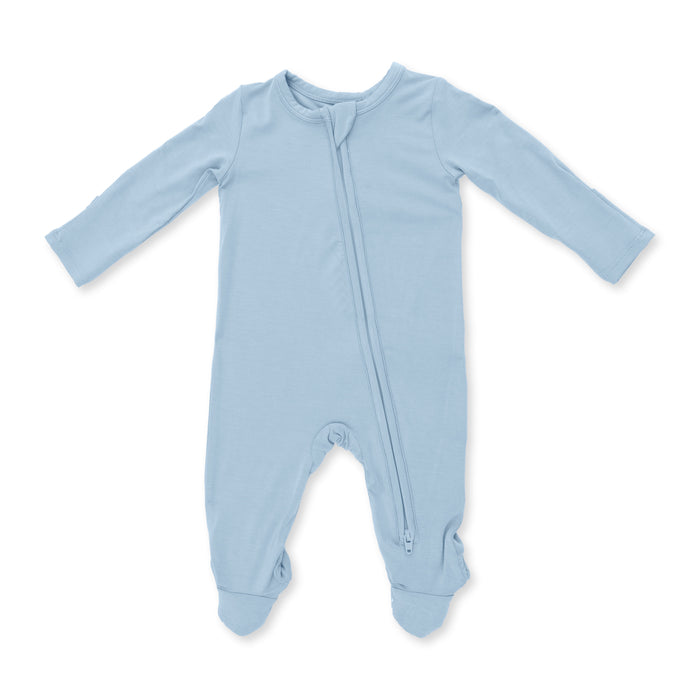 Angel Dear Solid Stone Blue Zipper Footie
