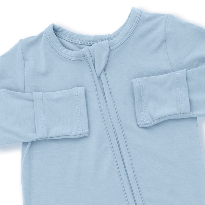 Angel Dear Solid Stone Blue Zipper Footie