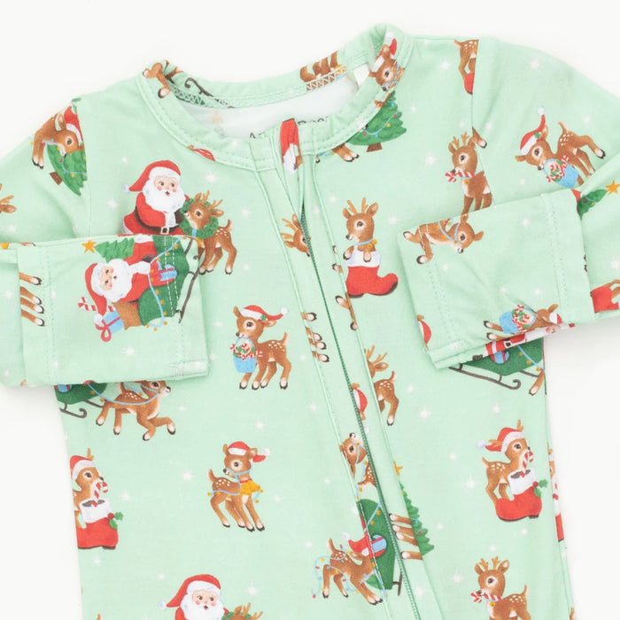 Angel Dear Vintage Reindeer & Santa 2 Way Zipper Footie
