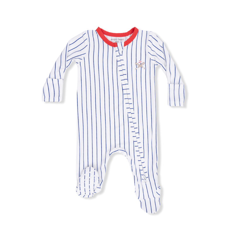 Angel Dear Baseball Stripe Zip Footie