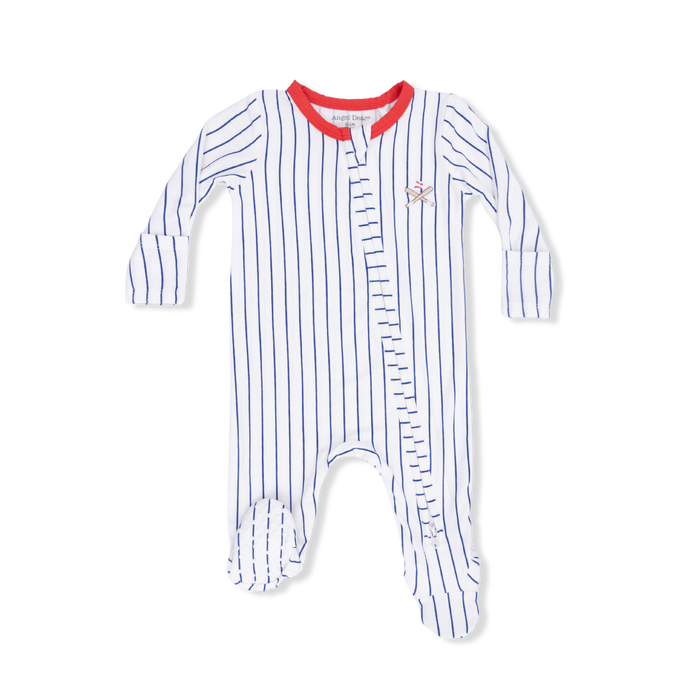 Angel Dear Baseball Stripe Zip Footie