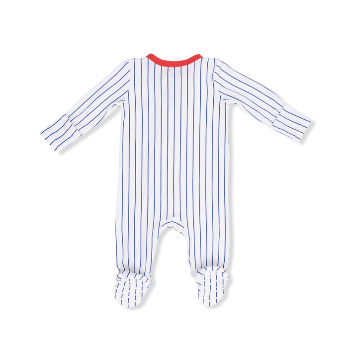 Angel Dear Baseball Stripe Zip Footie