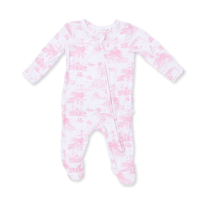 Angel Dear Golf Toile Pink Zip Footie