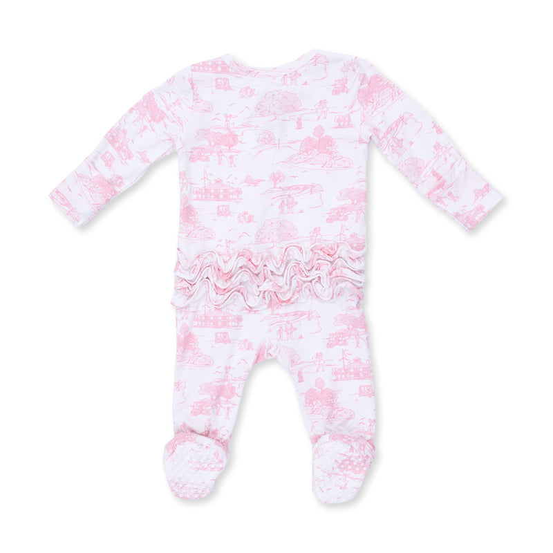 Angel Dear Golf Toile Pink Zip Footie