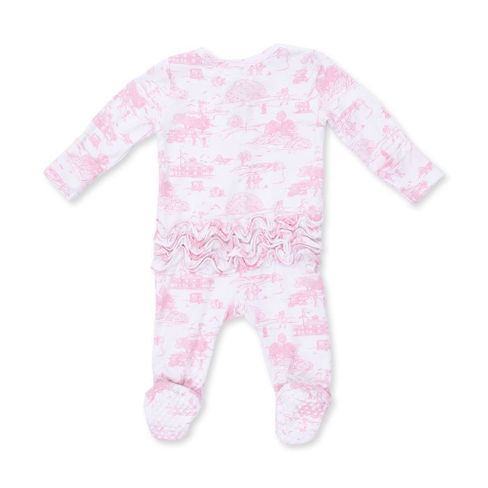 Angel Dear Golf Toile Pink Zip Footie
