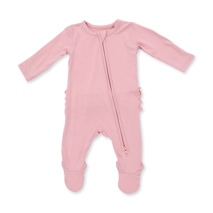 Angel Dear Solid Mellow Rose Zipper Footie