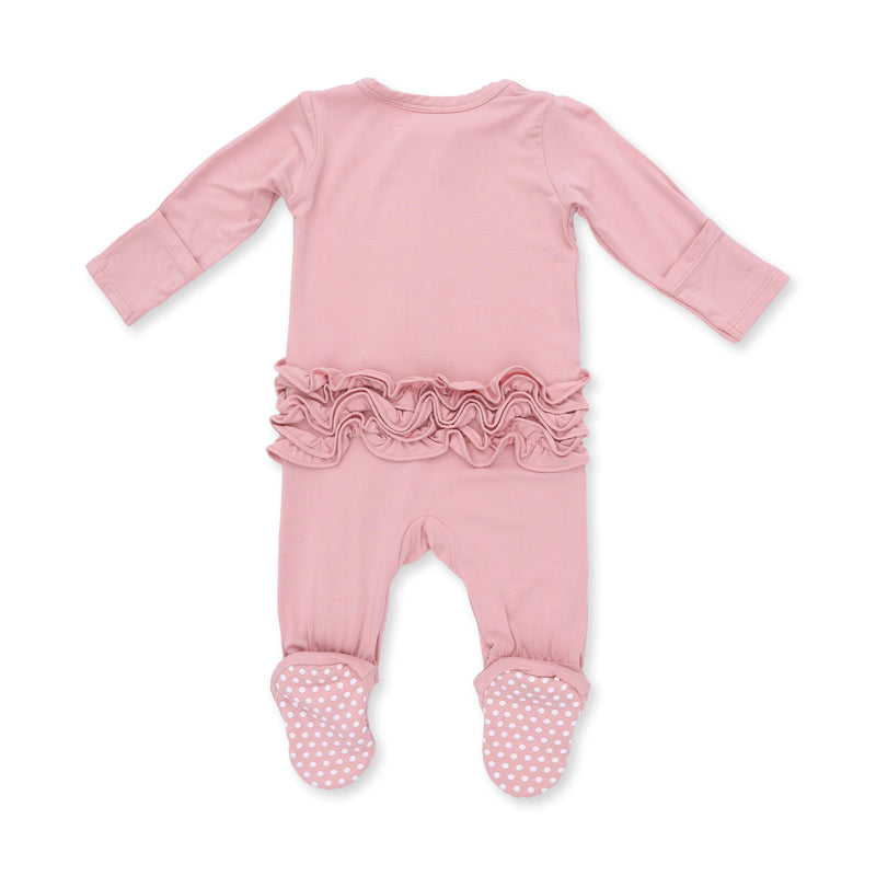 Angel Dear Solid Mellow Rose Zipper Footie