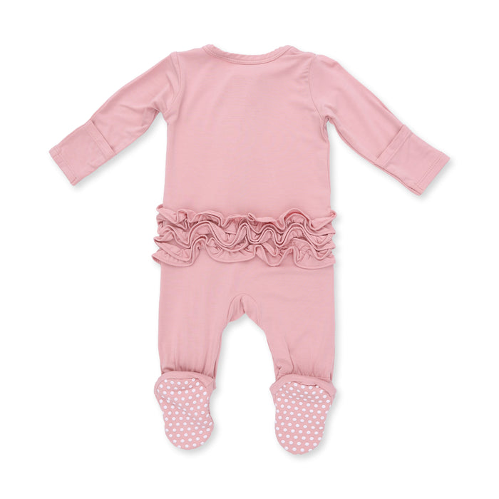 Angel Dear Solid Mellow Rose Zipper Footie