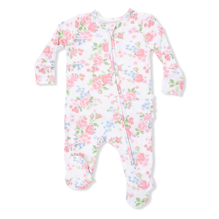 Angel Dear Cute Little Roses Zipper Footie