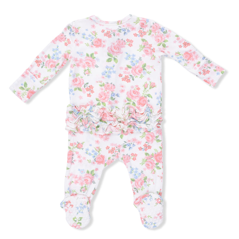 Angel Dear Cute Little Roses Zipper Footie